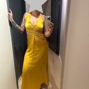 Reformation silk Nerida silk dress, turmeric/gold